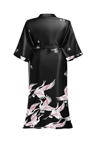 Bata de boda tipo kimono largo para mañanas relajadas de satén con estampado 6