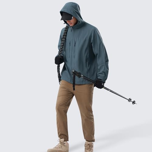 CAMEL CROWN Jaqueta masculina impermeável softshell leve corta-vento com capuz casaco de chuva para
