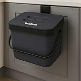 YourCasa Biomülleimer Küche 7L - Komposteimer zum Einhängen mit Sieb - Spülmaschinenfest - Biomüll Behälter Abfalleimer Bio Mülleimer klein Küchenkomposter Bioeimer Geruchsdicht Komposter (Anthrazit)