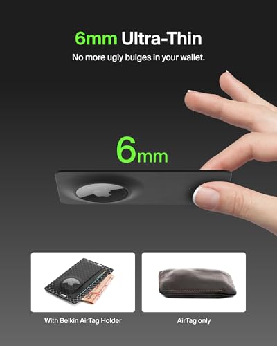 Belkin Apple AirTag Secure Wallet Insert - Thin Wallet Holder - Ultra Slim & Flexible Credit Card Size Insert for Purse, Handbag, Pocket, Backpack - Accessories for Apple AirTag - Black3