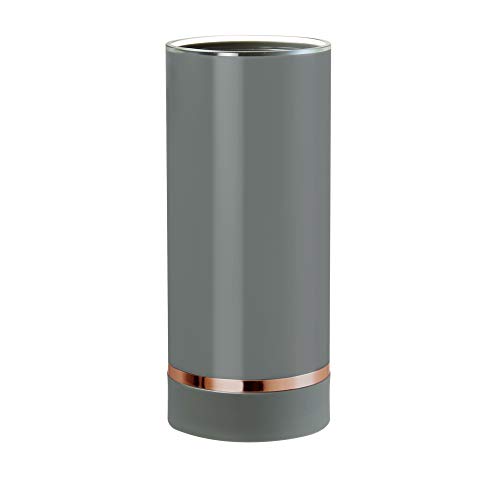 Decozen Bathroom Accessories Set in Grey Bright Rose Gold Strip Accent Cylindrical Tumbler Lotion Dispenser Square Tray Tissue Box Bathroom Decor Accessory Set of 4pcs - Thumbnail 3