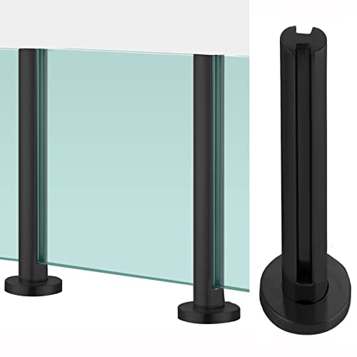 Poste de acero inoxidable para barandilla de vidrio negro en diseño redondo elegante 2