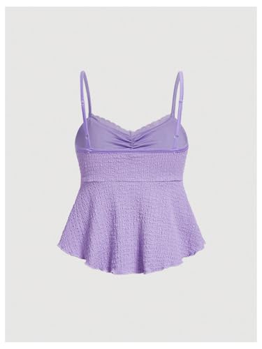 Image of SOLY HUX Women's Peplum Tops Summer Casual Ruched Flowy Going Out Top Spaghetti Strap Tank Camisole