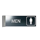Hallway Projecting Men's Restroom Sign for Business, 4"h x 12"w, 1/8" Double-Sided Corridor Sign, En