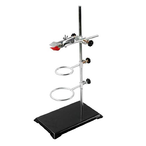 Labzhang Chemistry Laboratory Stand Set, With Support Stand (8.3"X5.5"), 2 Retort Rings (Dia. 2.2"/2.6"), Rod (Length 19.7") And Flask Clamp #TOP6