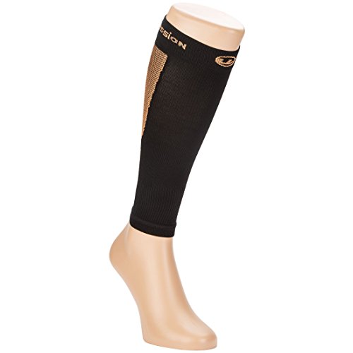 Ultrasport Medias de compresión, pantorrilleras de compresión de alto rendimiento, con nivel de compresión de 23-32 mmHg; pantorrilleras para el running intenso, adecuadas para hombre y mujer, Negro/Naranja, 25-31