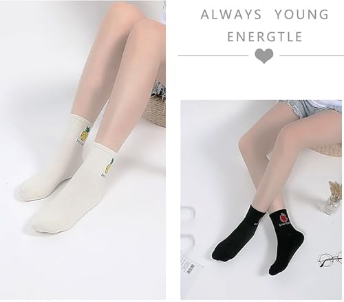 Image of Joylife Fruit Embroidered Crew Socks Cute Pattern Quartz Sock Funny Dress Socks for Women, Ladies, Girls