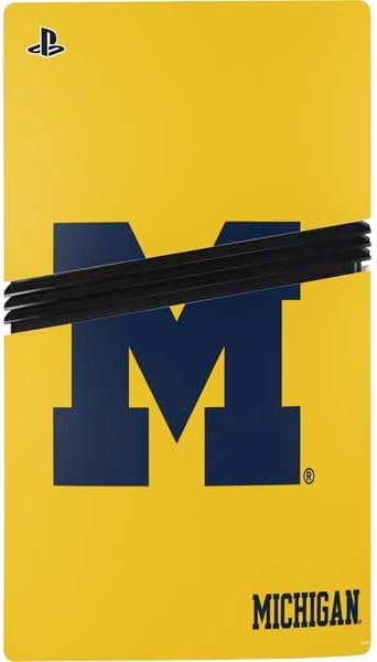 Skinit Decal Gaming Skin Compatible with PS5 Pro Disk Bundle - Officially Licensed University of Michigan M Logo Yellow Design