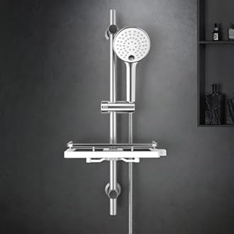 Görbach Set Shower Rod with Shower Head Holder, Shower Head with Hose and Bracket, Shower Rod Set 0.7m