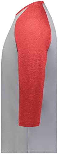 Augusta Sportswear Boys' Youth Gameday Vintage 3/4 Tee, Grey Heather/Scarlet Heather, M3