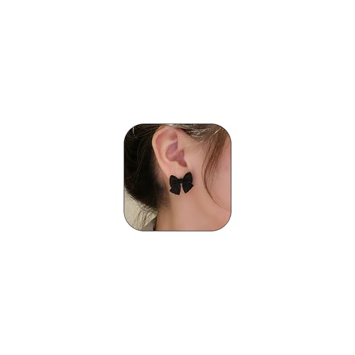 Black Bow Earrings for Women Bow Design Stud Handmade Sweet Bowknot Jewelry Dainty Simple Gifts for Women