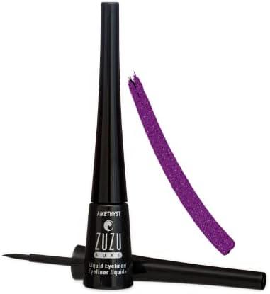ZUZU LUXE Precision Liquid Liner (Amethyst - Purple/Shimmer), Liquid Eyeliner featuring a fine calligraphy tip, quick-drying, water resistant. Natural, Paraben Free, Vegan, Gluten-free,Cruelty-free, Non GMO, 0.1 oz.