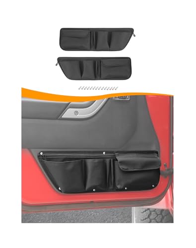 Hoolcar Front Door Storage Pockets Side Organizer Bag Door Net Pocket Replacement Compatible with Jeep Wrangler JK JKU 2011-2017 Interior Storage Expansion Accessories 2PCs
