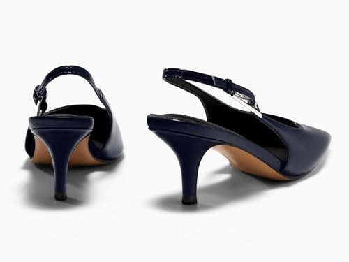Image of Coutgo Womens Slingback Heels Kitten Low Heel Dress Shoes Closed Pointed Toe Buckle Pumps Work Wedding Shoes