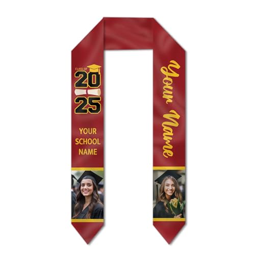 Custom Graduation Stole Class of 2025 with Photo Text Personalized Graduation Sash Graduation Gift and Keepsake - Main Image