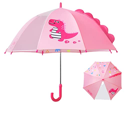Children Transparent Long Umbrella For Boys Girls Cartoon Dinosaur Umbrella Baby Parasol Umbrella Kids Clear Umbrellas (Yellow) #TOP2