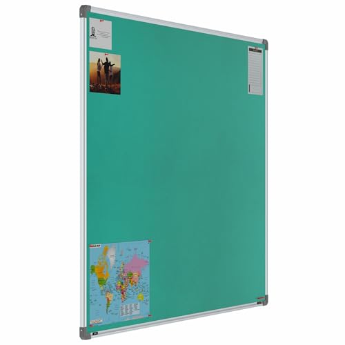 Image of Scholar Art Metis 4x5 Feet Fabric Pin Board for Office, Home & School | Vibrant & Versatile Crape Cloth + High Density Soft Board for Pinning Photos, Sticky Notes & Reminders (Emerald Green)