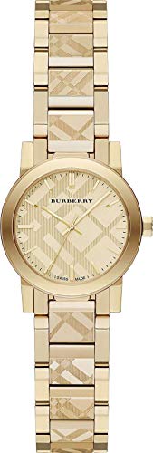 Swiss Rare Engraved Gold Check Dial 26mm Women Wrist Watch The City BU9234, Gold, The City