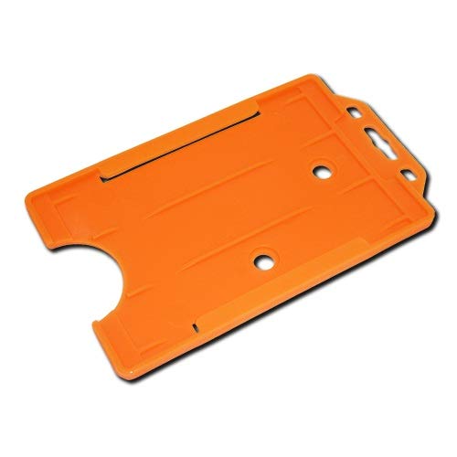 Identity-Plus: Orange Rigid Open Faced Single Sided Portrait ID Card Badge Pass Holder (50) โ image 1
