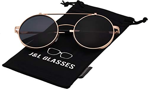 J&L Glasses Retro Flip-Up Round Goggles Steampunk Sunglasses2