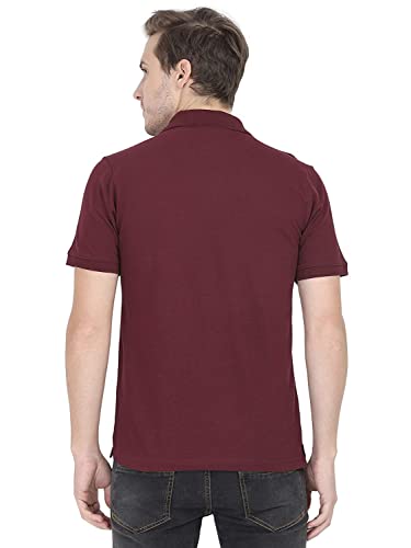 Image of RSO Outfits Men's Plain Collar Regular Fit Solid Half Sleeve Casual Maroon Polo Shirt /T-Shirt