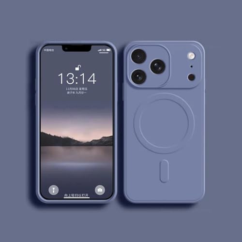 Coque silicone liquide magnétique grise pour iPhone 16 Pro Max