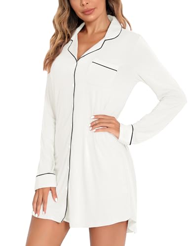 Image of Leikar Nightgowns for Women Button Up Labor Delivery Gown Sleep Shirts