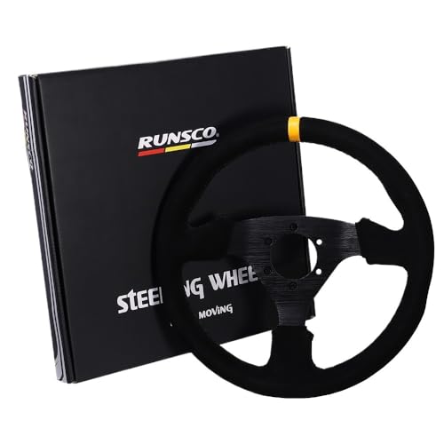 Volant de jeu de course universel 330mm aluminium dérive daim jaune Sim