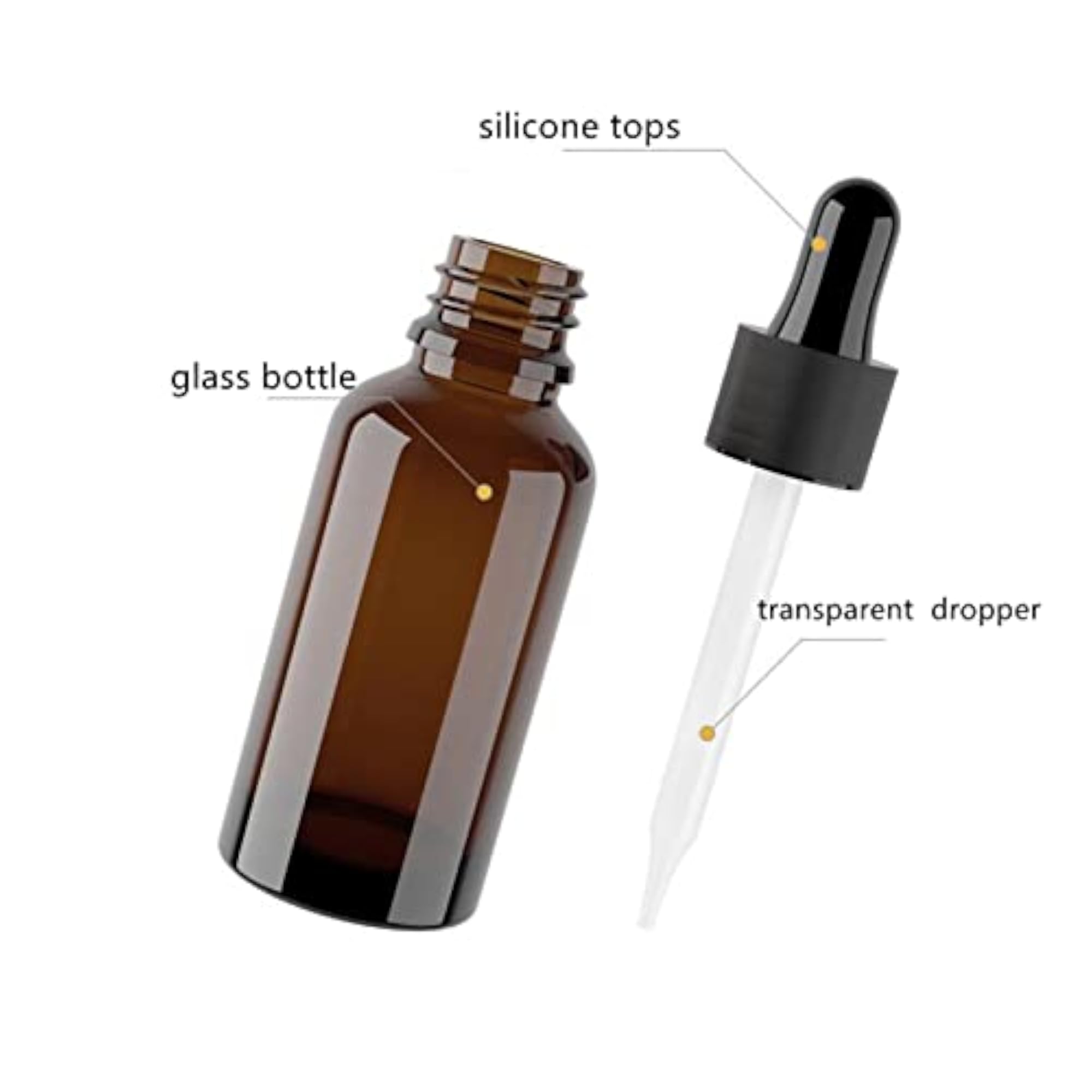 2 Oz Amber Glass Dropper Bottles with Glass Droppers