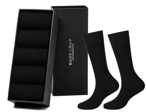 EASE LEAP 5 Pairs Mens Dress Socks Comfortable Cotton Crew S...
