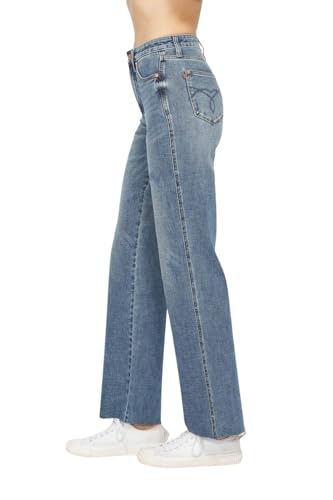 Judy Blue Women's High Waist Tummy Control Raw Hem Straight Jeans2