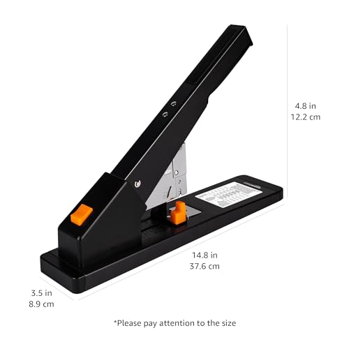 Amazon Basics Heavy Duty Stapler, 210 Sheet High Capacity, Long Arm, Industrial Office Stapler with 1000 Staples, Black image 4