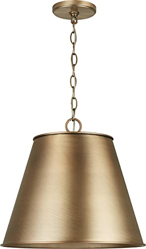 Capital Lighting 337811Ad Welker Metal Cone Pendant, 1-Light 100 Watts, 15" H X 16" W, Aged Brass #TOP10