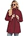TCOT Rain Jackets for Women Waterproof Raincoat Long Hooded Trench Coats Lined Windbreaker Hiking Travel Jackets Red L