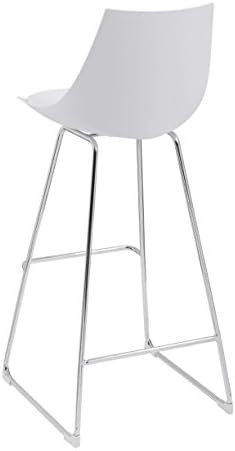 Emerald Home Neo White 30" Bar Stool with Molded Plastic Shell, Cushioned Seat, and Metal Bracing, Set of Two