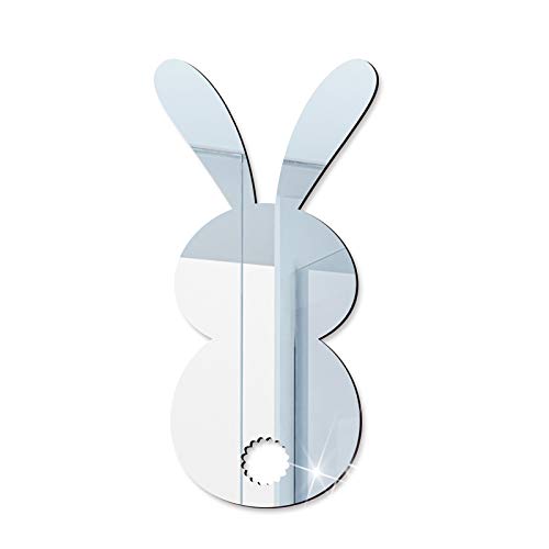 Easter Bunny Mirror Wall Sticker 3D Art Wall Decal Removable Mirror Wall Sticker for St. Valentine s Day Home Decoration (Silver)