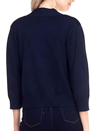 Creative Mimesis Women's Bolero 3/4 Sleeve Cropped Cardigans Sweaters Jackets Open Front Short Shrugs For Dresses (Navy, Medium) #TOP3