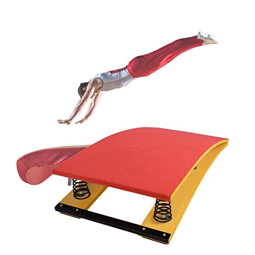 OZBME Trampolín de Gimnasia Resistente para Hombre y Mujer, de Madera Maciza Engrosada con 4 resortes en el Interior, Profesional para Entrenamiento atlético (Rojo)