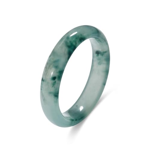 Bracelet jonc en jade véritable MOCHAMIK orné de délicates fleurs bleues
