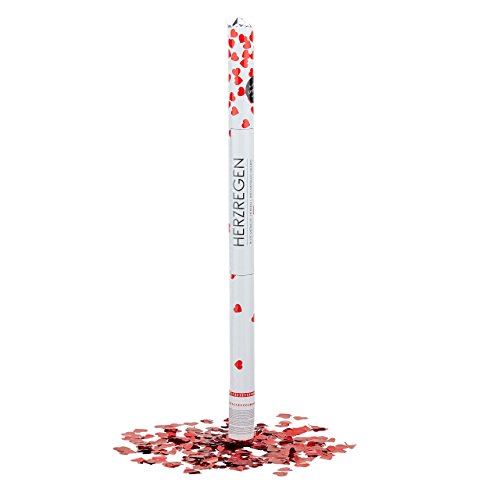 4 Konfetti Shooter 80cm, rote metallic Herzen Kanone f Hochzeit Geburtstag Muttertag