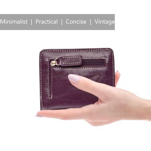 Image of Itslife Women's Rfid Blocking Small Compact Bifold Leather Pocket Wallet Ladies Mini Purse with id Window (Waxed Fuchsia)