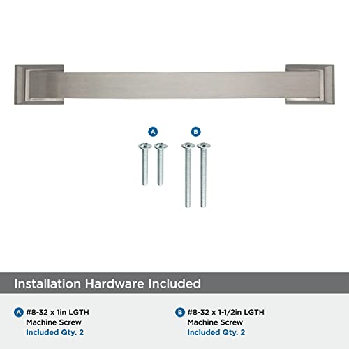 Image of Amerock | Cabinet Pull | Satin Nickel | 5-1 /16 inch (128 mm) Center to Center | Candler | 1 Pack | Drawer Pull | Drawer Handle | Cabinet Hardware
