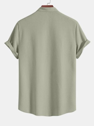 Image of GRECIILOOKS Men's Polycotton Regular Fit Casual Shirt | Stylish | Printed | Solid | Short Sleeve | Trendy (Available in Plus Size)
