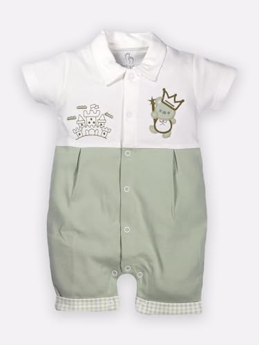 Image of BabyGo Baby Half Sleeve Rompers 100% Cotton Rompers for New Born Baby Boys|Daily Suits for Baby Boys & Girls| 6X9M|GREY-OLIVE|Onesies| Infant Clothes | Pack of 2