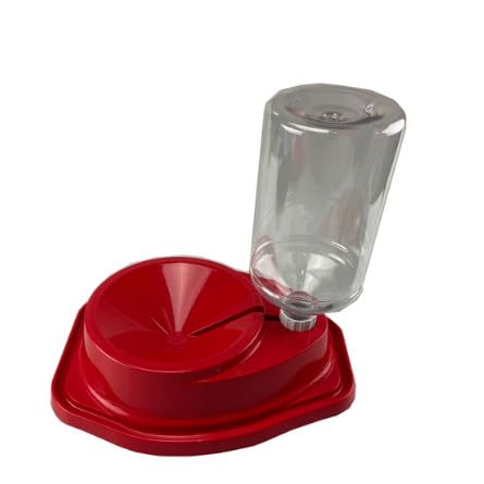 Bebedouro Automático Não Molha Pelos Longos Para Cães Cachorros Gatos 1 Litro Com Galãozinho (VERMEL