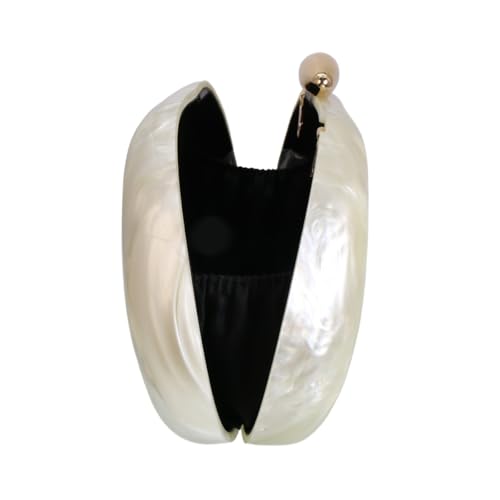 Image of Women Elegant Acrylic Stone Shape Chain Crossbody Bag Chic Marble Shell Purse Wedding Handbag for Banquet Party