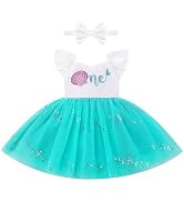 Baby Girl Fairy One Year Birthday Dress Floral Mermaid First Cake Smash Outfits Toddler 1st Commu...