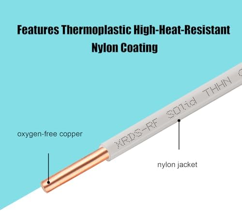 12AWG THHN 와이어 7.6m(25피트), PVC 및 나일론 단열재가 있는 싱글 베어 구리 컨덕터, 600V 등급, 주거 및 산업용 튼튼한 THHN 와이어 (12게이지, 7.6m(25피트)) — 사진 3