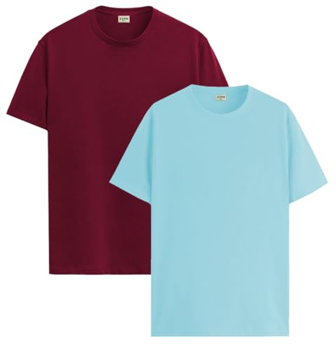 Image of ADRO Men's Cotton Regular Fit Combo Plain Solid T-Shirt Pack of 2
