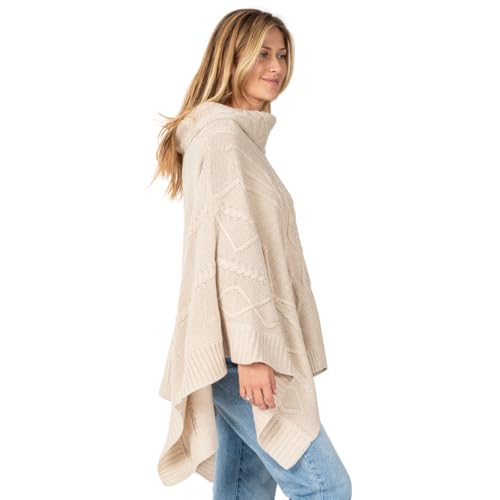 Le Moda Cozy Cowl Neck Cable Knit Sweater Poncho - One Size Fits All3